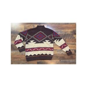 Ralph Lauren Hand Knit Aztec Southwestern Mock Neck Sweater Size Medium